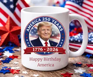 [Sale Up To 50%] America  250 Years Ceramic 15oz Coffee Mug,  1776-2026 Happy Birthday America Anniversary Cup, July  4th Drinkware