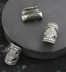 Hypnotic Swirl White Brass Dreadlock Cuff