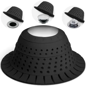 Shower Drain Hair Catcher - Bathtub Drain Cover Foldable ,Shower Drain Protector for Pop-Up and Regular Drains of Shower,Tub, Bathroom, Sink, -Black