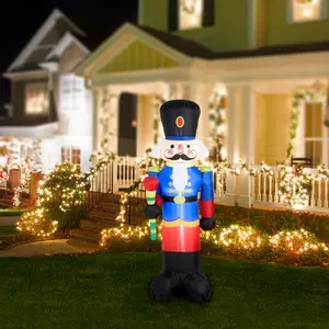 Glitzhome 8FT Lighted Inflatable Nutcracker Soldier Decor