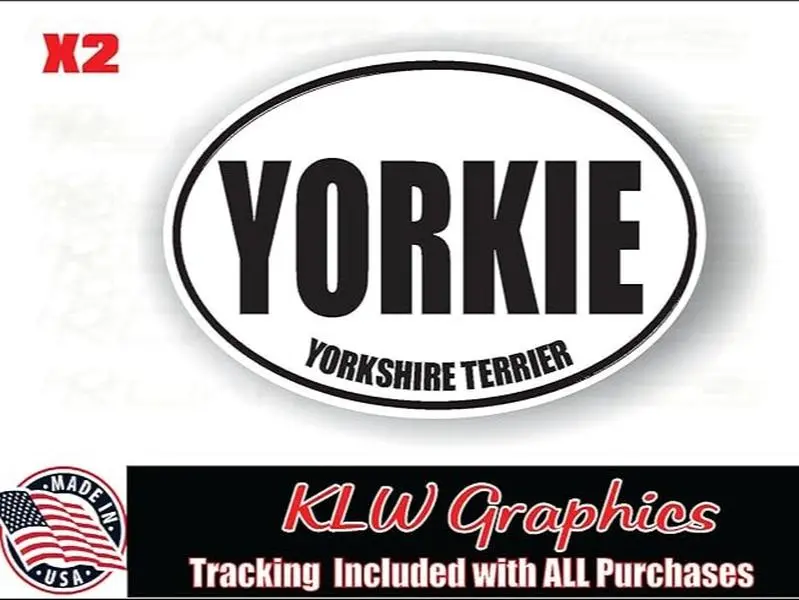 Yorkie Oval Black White Full Color Decal Sticker Love Family Pet Dog Car Truck Wife Girl Yorkshire Terrier
