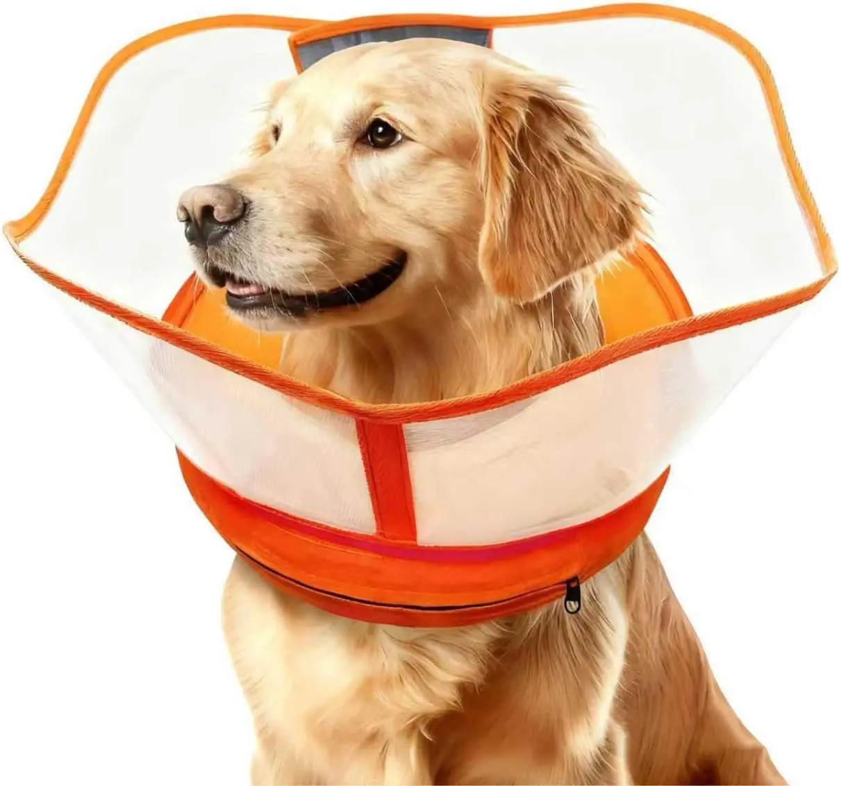 Inflatable Dog Cone with Transparent Shield, Soft Donut Recovery Collar for Dogs After Surgery, Size XL, Orange