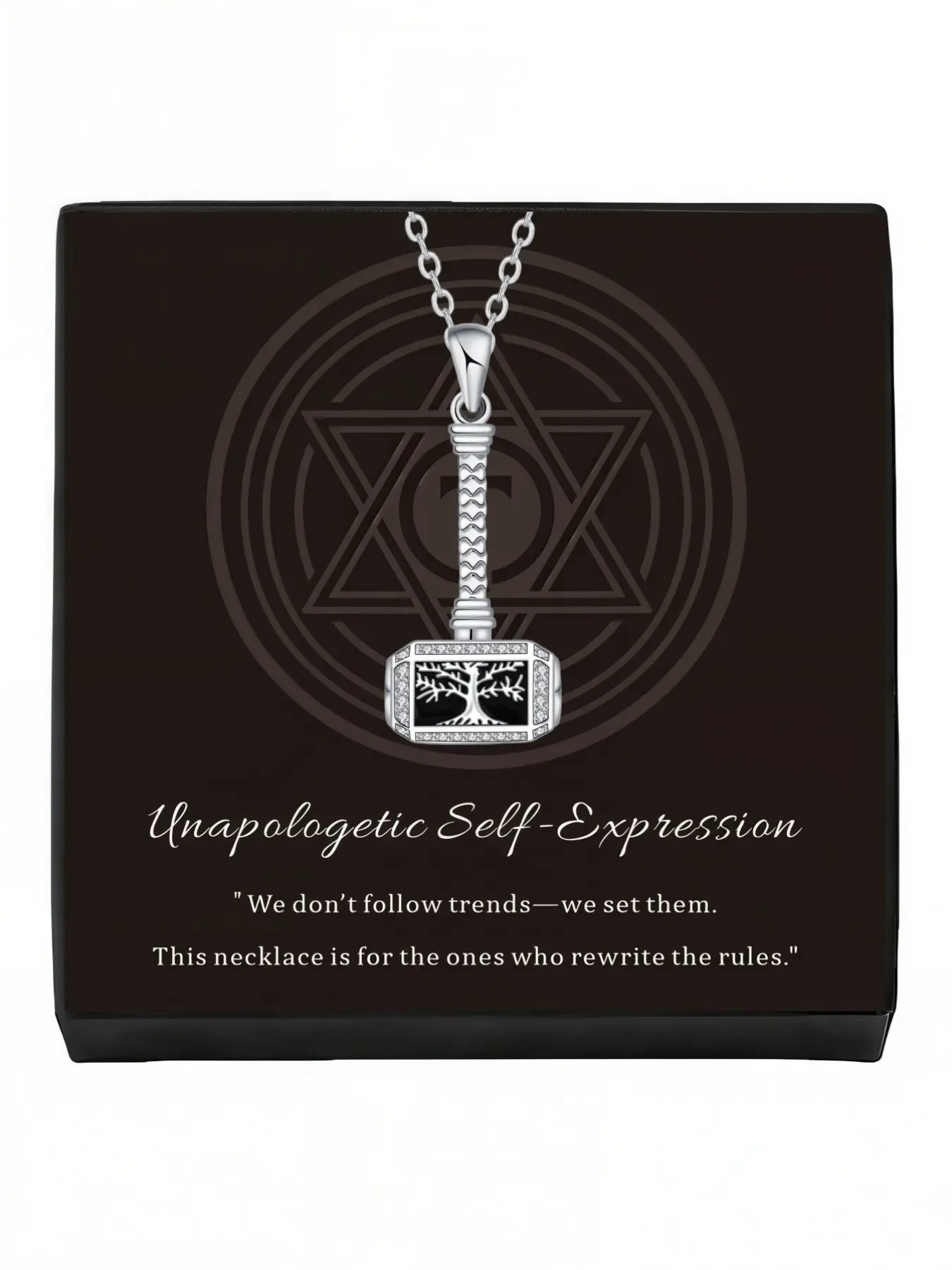 Thunder Tree Mjolnir Necklace Vintage Nordic Thor's Hammer Necklace, Non-Fading Clavicle Chain, New Spring Arrival Essential for Daily Wear, Mysterious Lucky Necklace, Mystical Luck Charm for Valentine’s Day, Versatile Gift
