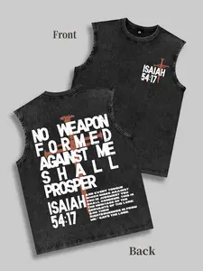 Men's Christian Faith Protection Cotton Underwear - Sleeveless Vest, Cross Pattern, Isaiah 54:17 Symbolic Design for Spiritual Strength, Bestie Crewneck Casual Round Neck Socks
