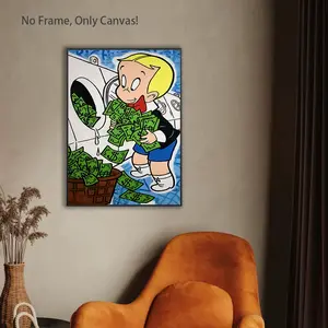 1Pc,Modern style,Monopolize Richie Rich People'S Avatars And Print Raymond Pictures Cartoon Pattern Painting,Wall Art Decor Living Room Bedroom Office,Home Decoration,Perfect Gift