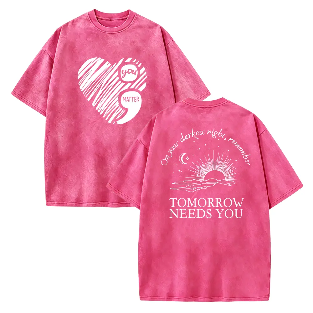 Women's "You Matter" Print Front and Back Round Neck Casual Short Sleeve T-Shirt, Women's Top