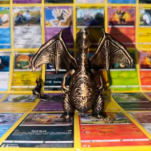 Charizard, Ornamental Style Hand Painted Statue/ Sculpture Pokémon Decor Gold/Silver
