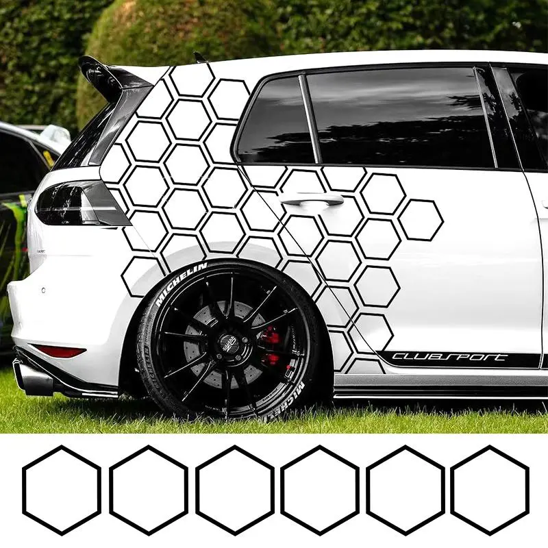 2026 New 10PCS Honeycomb Car Stickers DIY Sport Auto Side Door Personalized Decoration Automobile Body Vinyl Decals Open Style Styling For your Cars