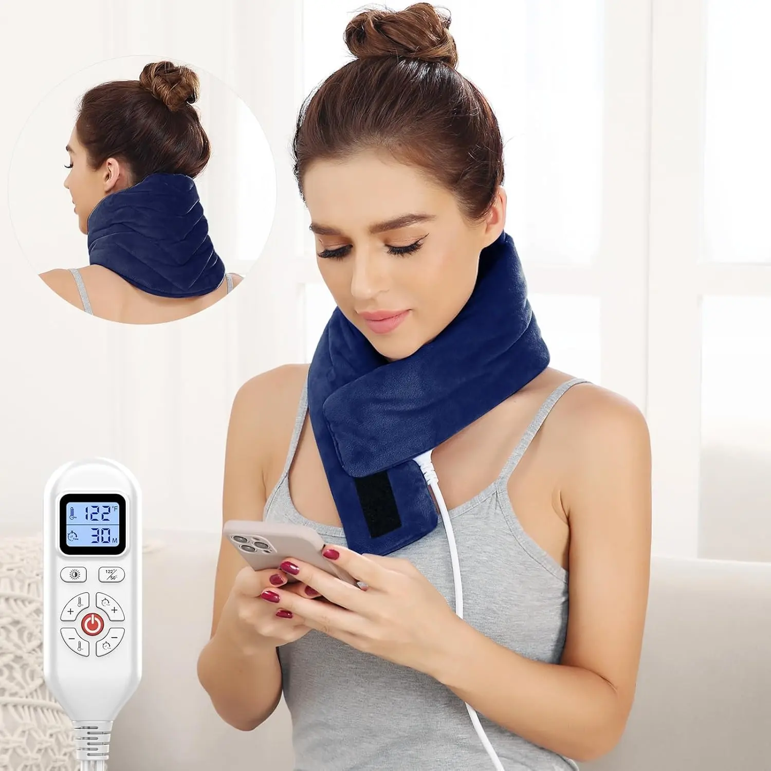 AOKEBO Electric Neck Heating Pad for Pain Relief, 86℉-158℉ & 30S Heating Heated Neck Wrap Warmer for Soreness Stiffness, Super Soft Heated Scarf, Neck Heat Pad, Auto Shut-Off Timer