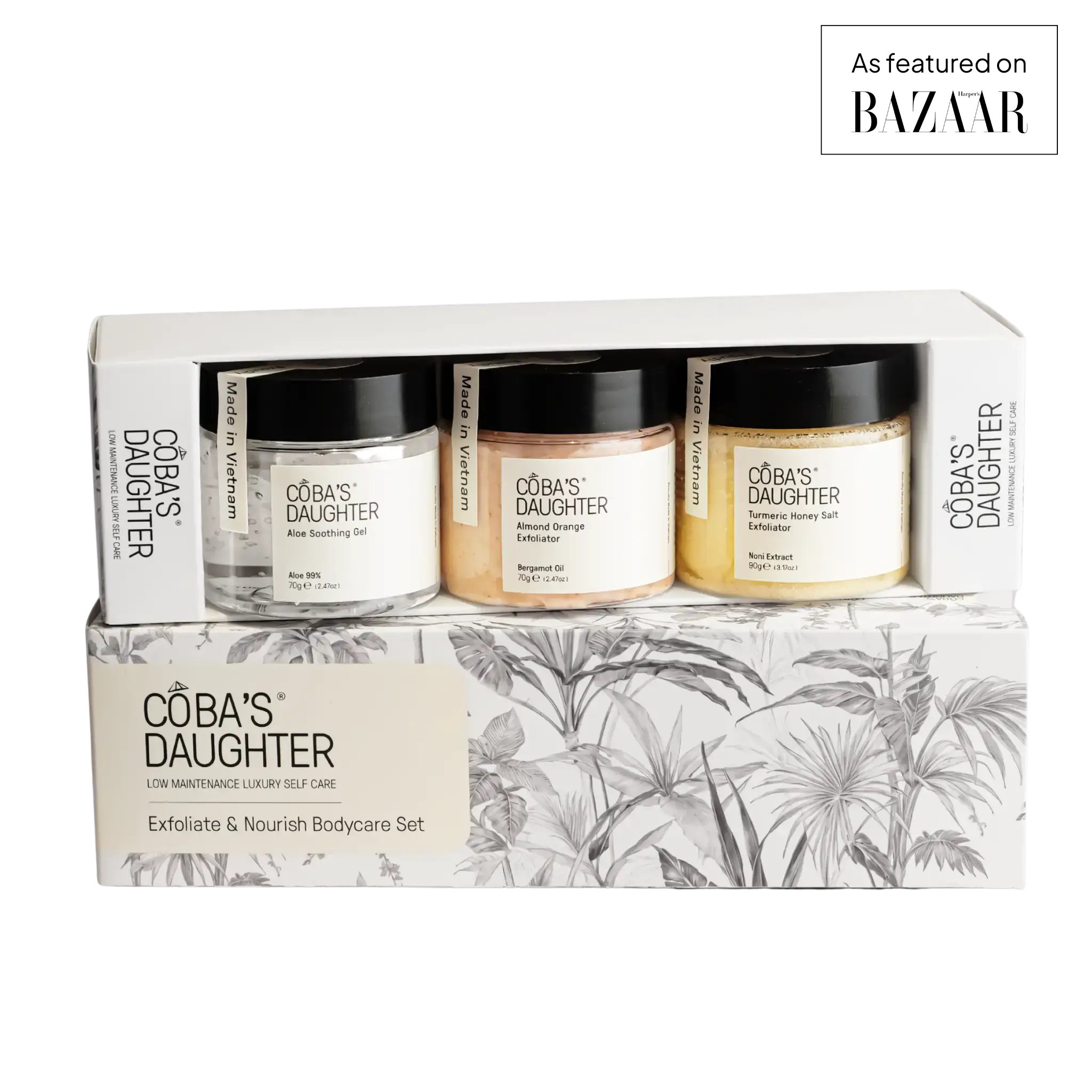 COBA'S DAUGHTER Luxury Spa Gift Set – 3-Piece Mini Body Scrub Trio with Honey Turmeric, Almond Orange & Aloe Vera – Travel Size Self-Care Gift for Holiday, Christmas, Stocking Stuffer, Wedding Favor