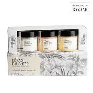 COBA'S DAUGHTER Luxury Spa Gift Set – 3-Piece Mini Body Scrub Trio with Honey Turmeric, Almond Orange & Aloe Vera – Travel Size Self-Care Gift for Holiday, Christmas, Stocking Stuffer, Wedding Favor