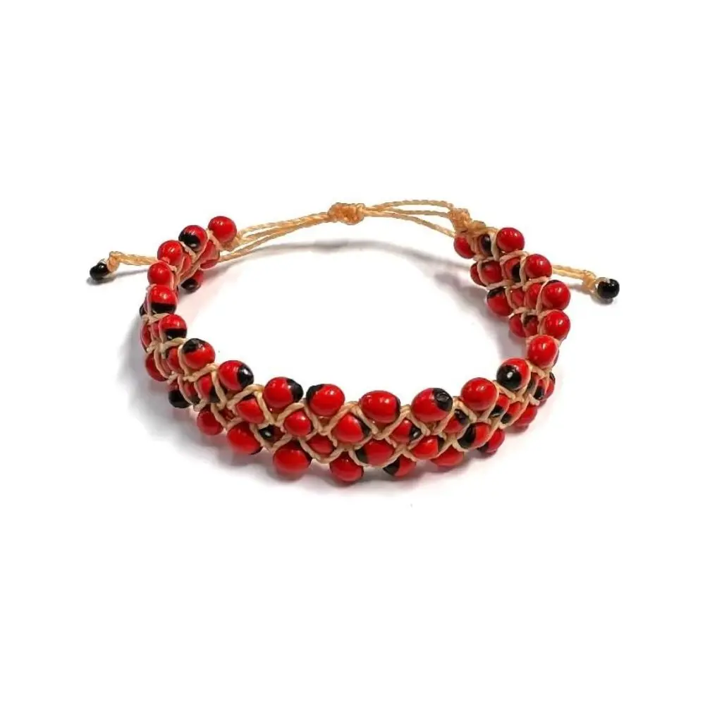 Religious Huayruro (Peonia) Seed Bracelet - Adjustable, 4-Layer, 18 cm Diameter