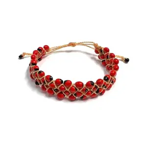 Bracelet de Peonia Ajustable, Peony Four layers of seeds Bracelet Adjustable, Huayruro Seeds Bracelet