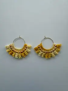 Crochet Hoop Earrings – Marbled Yellow