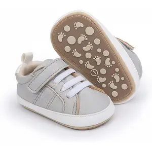 Baby Boys Girls Leather PRE-Walking Sneakers Toddler Anti-Slip Rubber Sole Infant Lightweight First Step Shoes