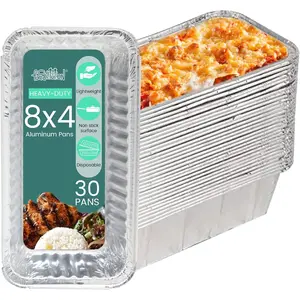 Foil Pans 8x4 Inches (30 Pack) - Tin Foil Pans with High Heat Conductivity - Disposable  Tray Cookware For Baking, Grilling, Cooking, Storing, Prepping