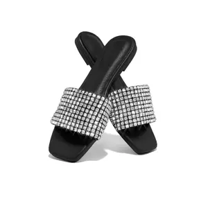 Marline Embellished Slide Sandals - Black