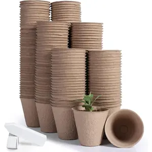 200-Pack 3.15 Inch Peat Pots for Seedling with 200 count  Labels,Outdoor Garden Germination  Pots, Seed Starter Pots Kits