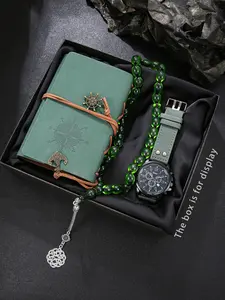 Men's Personalized Gift Set, Birthday Gift Box, Notebook Watch Beads Trio, Quartz Analog, Zinc Alloy Case, Ideal for Daily Festivals Holidays