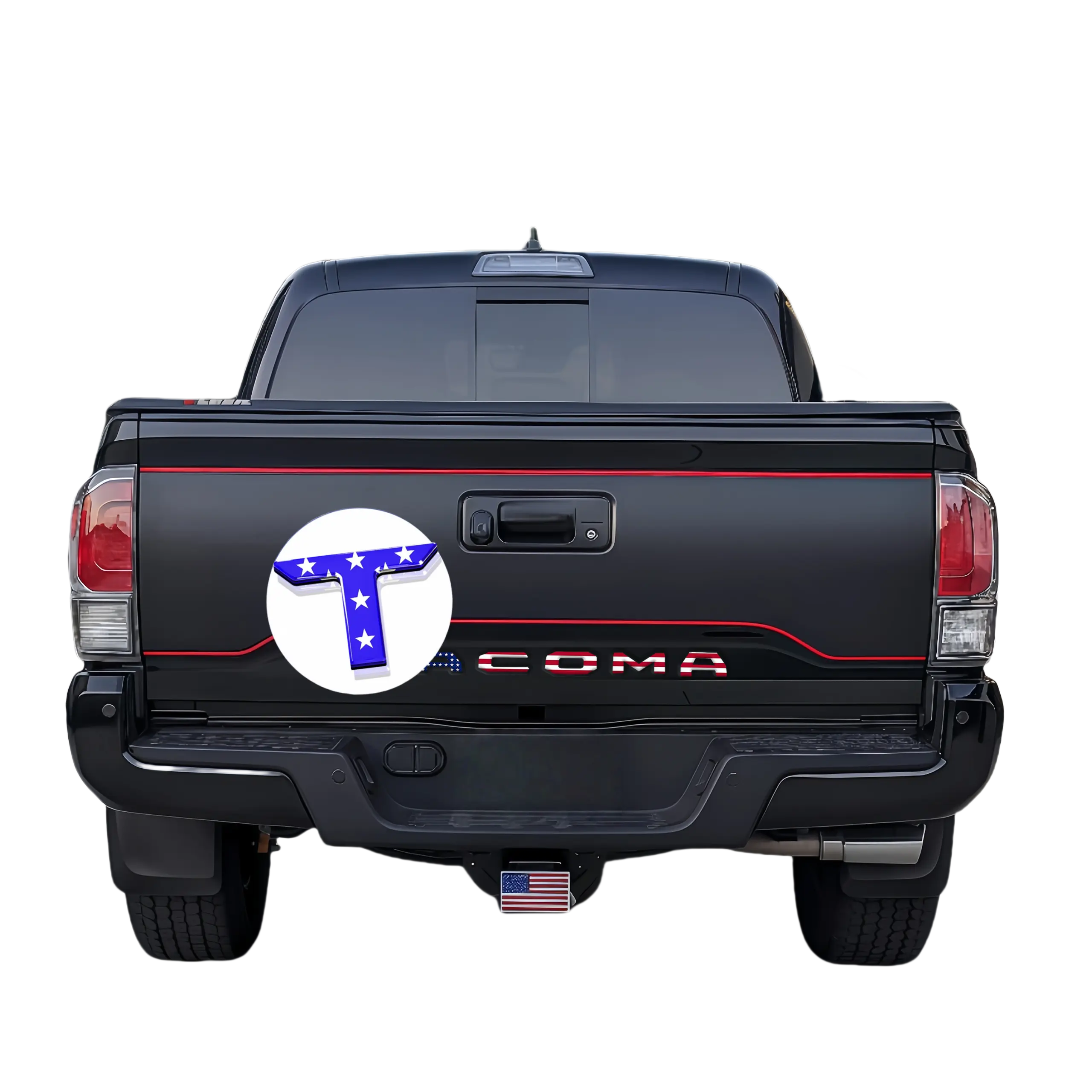 3D Raised Tailgate Letters Exterior Stick-On Automobile Accessory - Vehicle Specific Fit for 2016-2023 Tacoma, Water Resistant, Durable ABS Plastic, Strong 3M Adhesive, Bold Lettering, American Flag Decal, Long Wearing Against Everyday Abuse