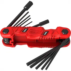 Heavy Duty Folding Hex Key Set (SAE/Metric/Torx), Portable Allen Wrench & Star Wrench Tool for Bike, Furniture Repair & Home Maintenance (Red/Blue/Green)