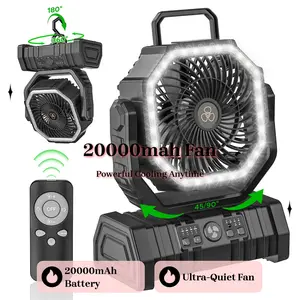 CRST 20000mAh Rechargeable Camping Fan | Portable Tent Fan for RV & Hurricane Prep | 2026 Upgraded with LED & Remote Lithium Battery Fan Outdoor Cooling Fan Handheld Bladeless Fan
