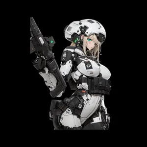 Cyber Armor Girl Mecha Sticker,  High Detail Sci Fi Vinyl Decal for Laptops, Helmets & Toolboxes