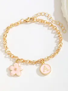 Elegant Flower Letter Pendant Hand Chain Bracelet, Fashionable 26 Letters Women's Jewelry, Perfect for Daily Wear and Gifting, Fashion Modern Accessories, Fashion Bracelets