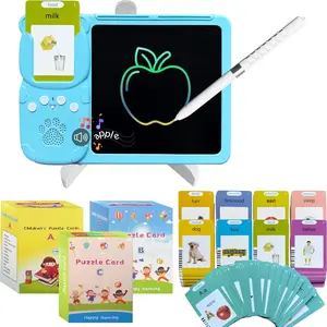 Talking Flash Cards Portable Learning Device Audio Word Cards 510 Sight Words with Drawing Tablet for Speaking Doodling Montessori Portable Early Education Practice Gift