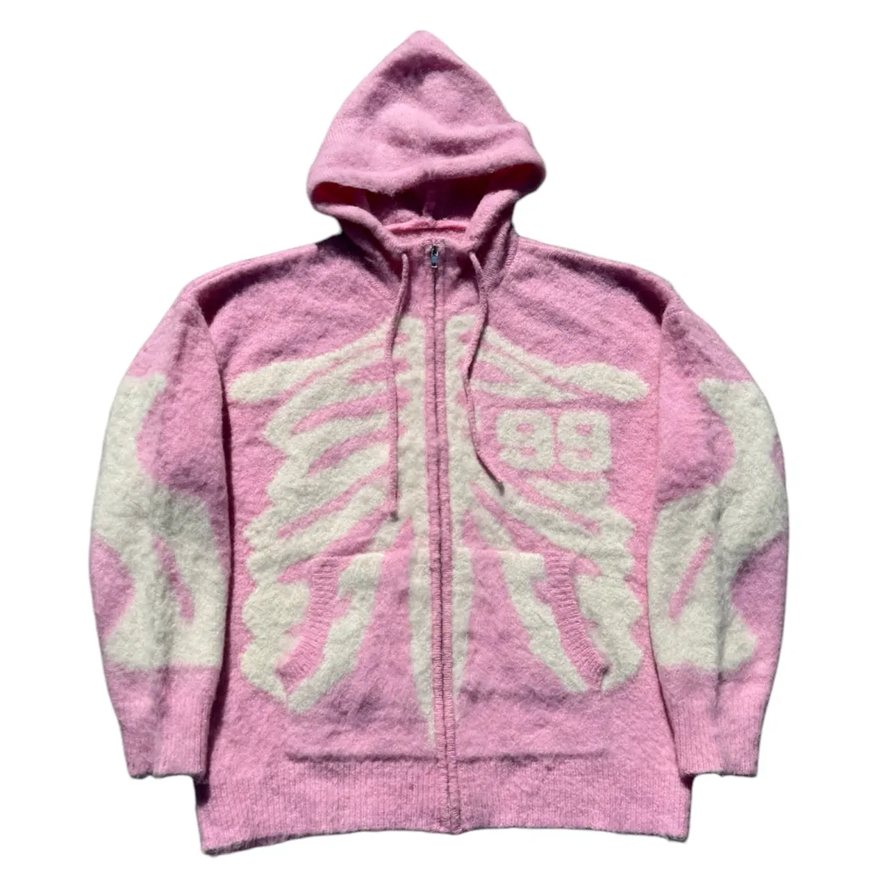 Pink Skeleton Mohair Zip Up