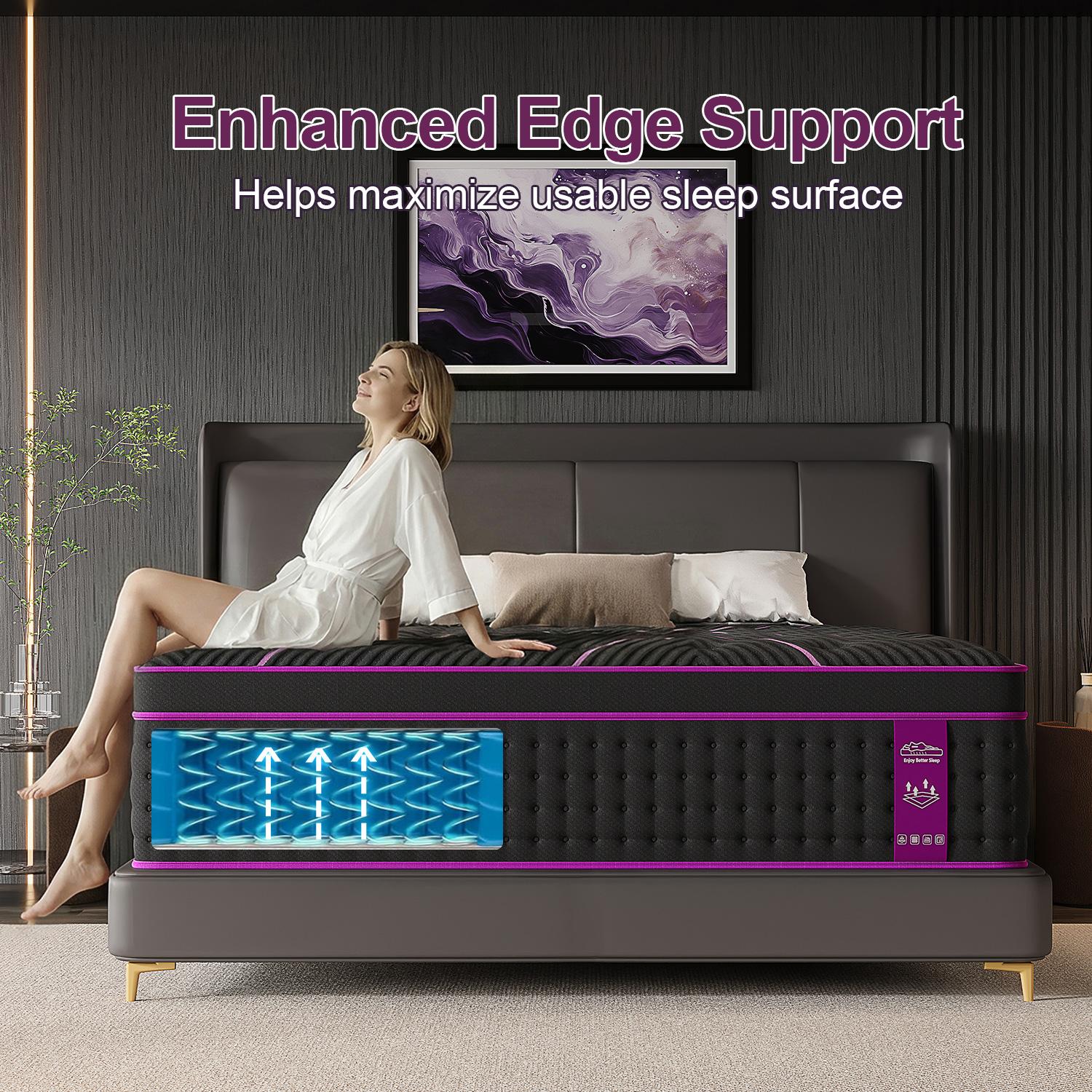 12"14" Twin Full Queen King Size Mattress in a Box Hybrid Spring Gel Memory Foam,  Euro Top Medium Firm Ergonomic Mattresses for Motion Isolation, Edge Support, 100 Night Trial