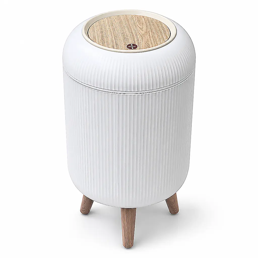 Stainless Steel Ribbed Waterproof Minimalist 7-9L Automatic Soft-Close Lid Touchless Bin - Dual Compartment Slim Indoor Waste & Recycling Can for Bathroom, Home & Office Everyday Use pukomc motion sensor trash bag holder