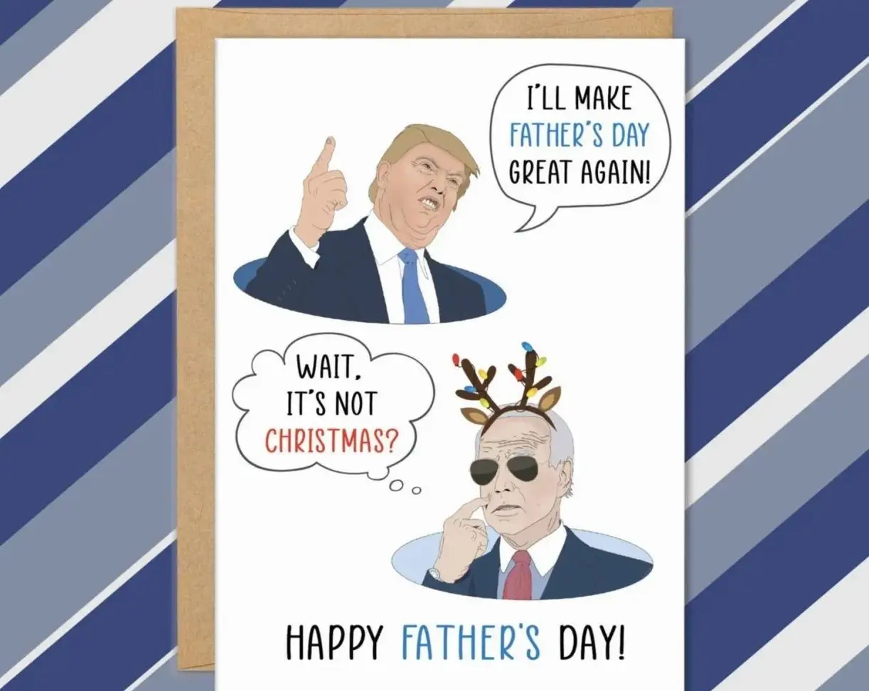 Funny Donald Trump vs Joe Biden Father's Day Card, Political Humor Card for Dad, Funny Husband Greeting Card with Envelope, Gift from Wife