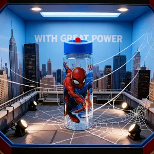 Spider Man Officially Licensed Straw Lid Cup Spill Proof Tumbler Lightweight Unbreakable Cup Collectible Design Travel Cup Cute Party Drinkware Dishwasher Supplies 1Pc Marvel