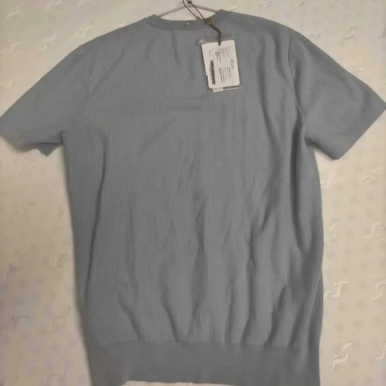 Clothing "Elegant HoneycombKnit"Silk Cotton Dyed Yarn 16-stitch T-shirt MBNL-F/Qin Lei Men's
