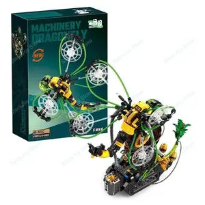 JD032 499PCS Punk Dragonfly Mechanical Insect Building Kit Steampunk Style Assembled Block Model Collectible Gift for Kids