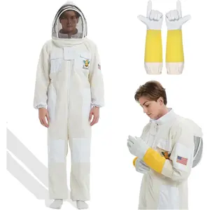 3 Layer bee suits for men& Women sting proof, Apiarist Ultra Ventilated bee protective gear,Beekeepers Suit with Glove &Veil Hood &beekeeping supplies (S)