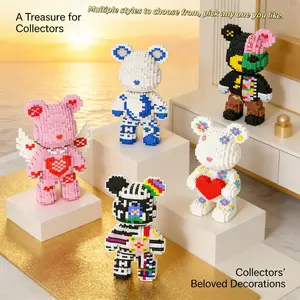 Surprise Gift Bear 3D Building Blocks Brick Decoration, Bookshelf Home Office Cabinet Decor, Party Living Room TV Stand Display, Ideal Housewarming Gift