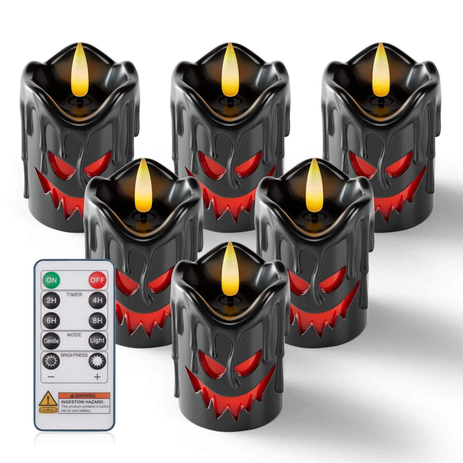 Black | Orange  Halloween Real Wax Remote Control Flameless Candles, 400+Hour  Battery Operated LED Votive Candles, for Halloween Decorations, Theme Party, Wedding Table Decor, Holiday Decor