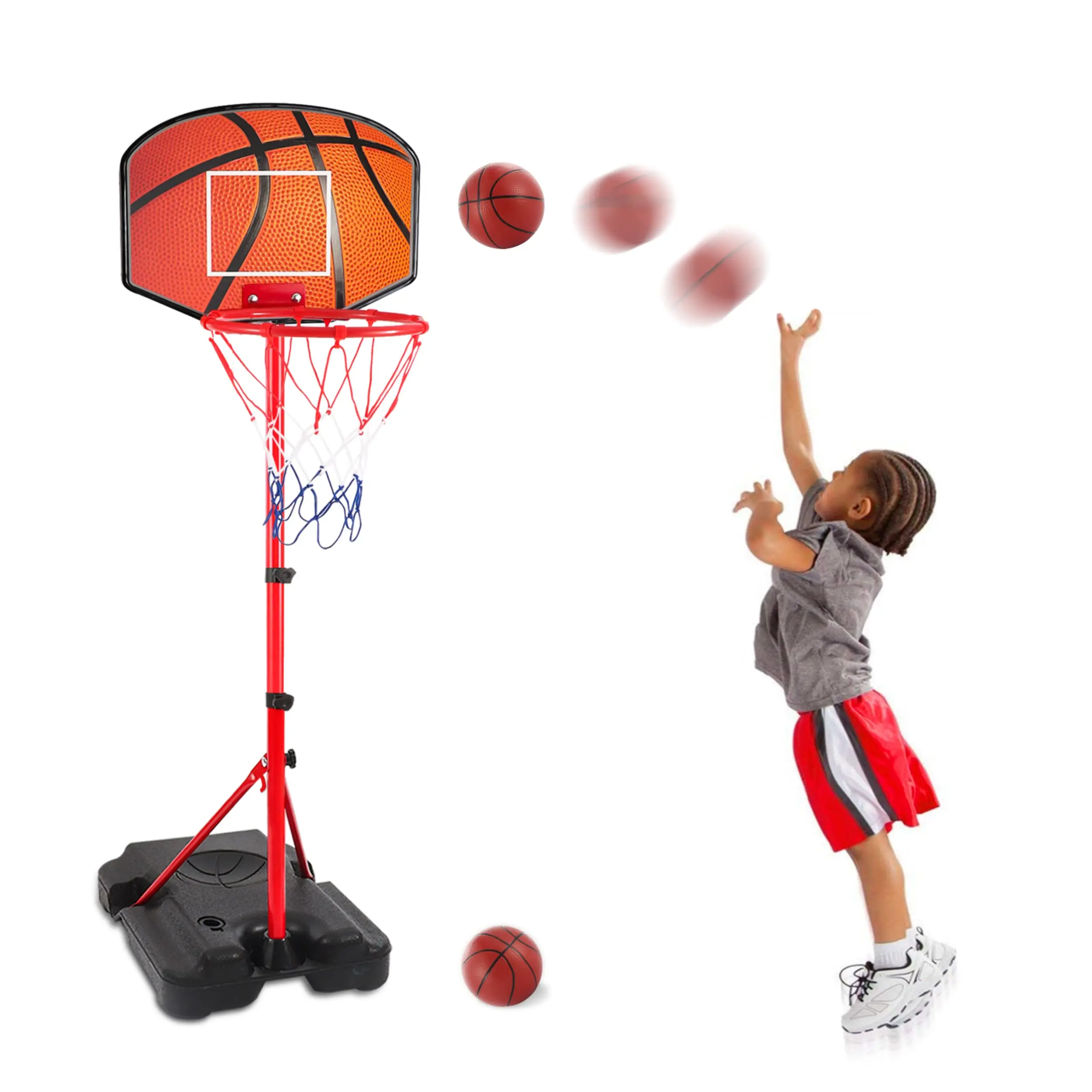 Basketball Hoop for 1 2 3 4 5 6 Year Old Stand Adjustable Height 3.5ft-5.5ft Indoor Mini Hoops Goal Ball Games Toys Girl Boy 1-3 2-4 3-5