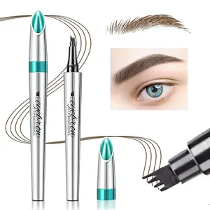 4-Tip Microblading Eyebrow Pen, New 3D Waterproof Precise Brow Pen Tattoo Pencil-Creates Natural Long-lasting Looking Brows Effortlessly Magic Pencil for Women Marker for Hair-Like Strokes, Quick-Dry Smudge-Resistant，Easy to Use Microblade Eyebrow Pencil