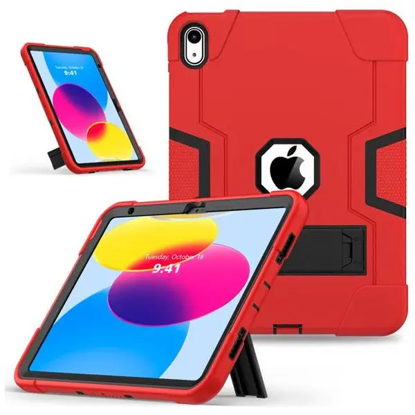 Entronix Case for iPad 12/11/10/9/8/7 Gen All Series Protective Shockproof With Kickstand Cover Accessories Plastic Rubber Tablet Protection Silicone