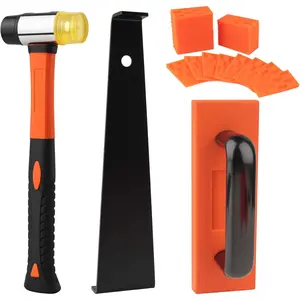 43-Piece Set of Laminate Flooring Tools, Equipped with a Sturdy Double-Head Hammer, Steel Return Hook, and Tightly Fitted Dual-Hand Tapping Block (with Handle and Spacer), Suitable for Home and Professional Use Flooring Tools