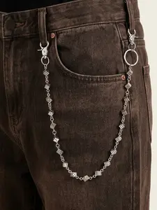 Punk Wallet Chain with Dice Charm - Unisex Hip Hop Gothic Adjustable Waist Chain for Jeans, Keys or Wallet, African Waist Beads Barbell Jewelry Clip Carabiner Anime Accessories