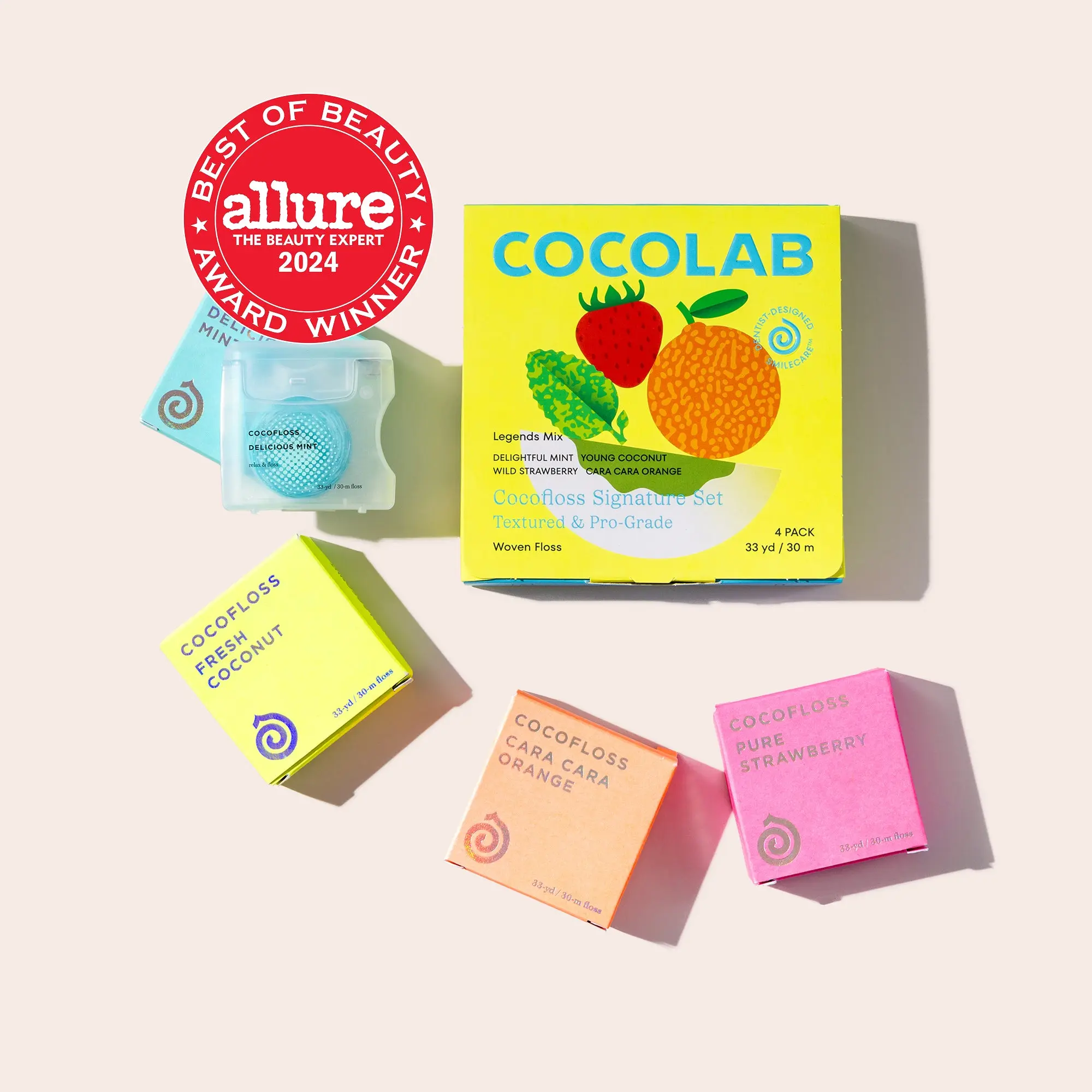 COCOLAB Happiness 4-Piece Set — 4pc Woven Dental Floss with COCOLAB Happiness 4-Piece Set — 4pc Woven Dental Floss with