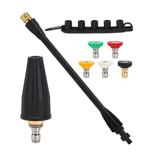PWACCS Pressure Washer Accessories Kit - 16 Inch Power Washer Replacement Wand with 5 Spray Tips & Turbo Nozzle,Compatible with Ryobi, Portland, Husky Black