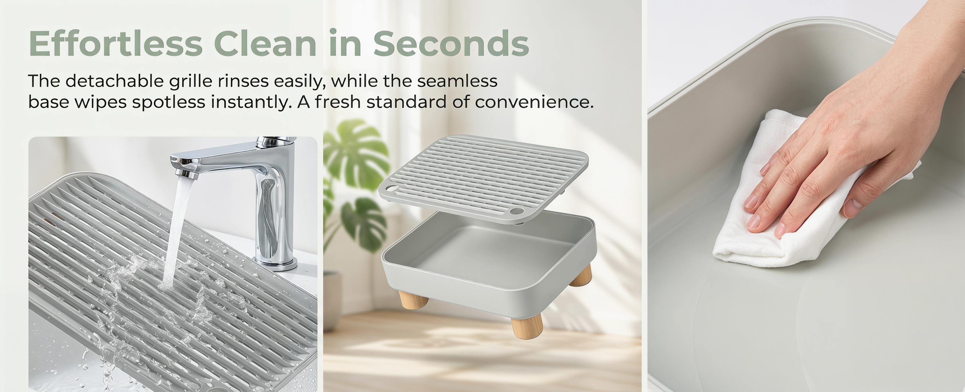 【NEW】Wood Base Cat Litter Box Step, 11.8"x7.9"x3.6" Large Ramp Catcher with Anti-Tracking, Easy Cleaning, Dirt-Resistant Surface Wipes Clean, Clean Floors, Flat Surface, Compatible with Most Litter Boxes