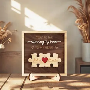 Custom Puzzle Couples Name Sign, Personalized Romantic Gift for Him Her, Valentine Home Decor, Personalized Love Keepsake, Puzzle Love Heart Keychain