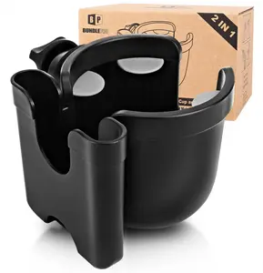 Universal stroller cup holder with phone stand, 2-in-1 stroller storage rack, rotating drink holder, suitable for bicycles, strollers, wheelchairs, walkers, and most cups