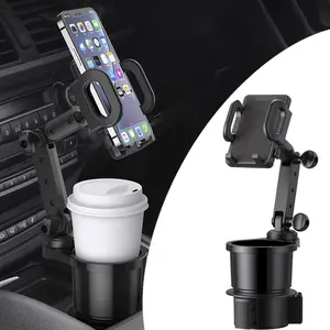 Car Cup Holder Expander 2-in-1 With Adjustable Base & 360° Rotating Phone Mount, Compatible with For iPhone 17 Pro and Smartphones up to 3.94", Fits Large Bottles up to 2.83"